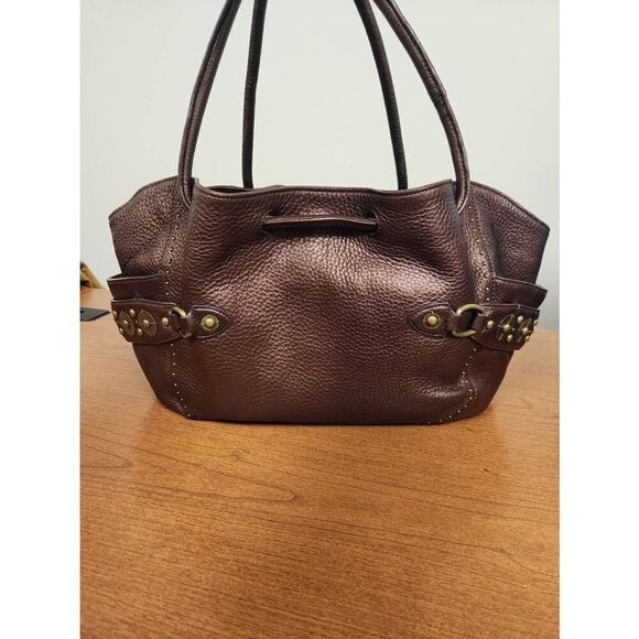 COLE HAAN VILLAGE PAILLETTE METALLIC LEATHER TOTE - Picture 1 of 12